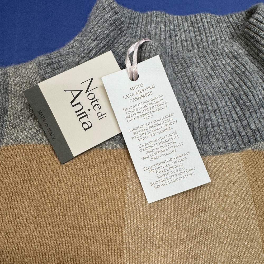 Note di Anita Italy Poncho Sweater Merino‎ Wool Cashmere Plaid OSFA NWT - Picture 3 of 9